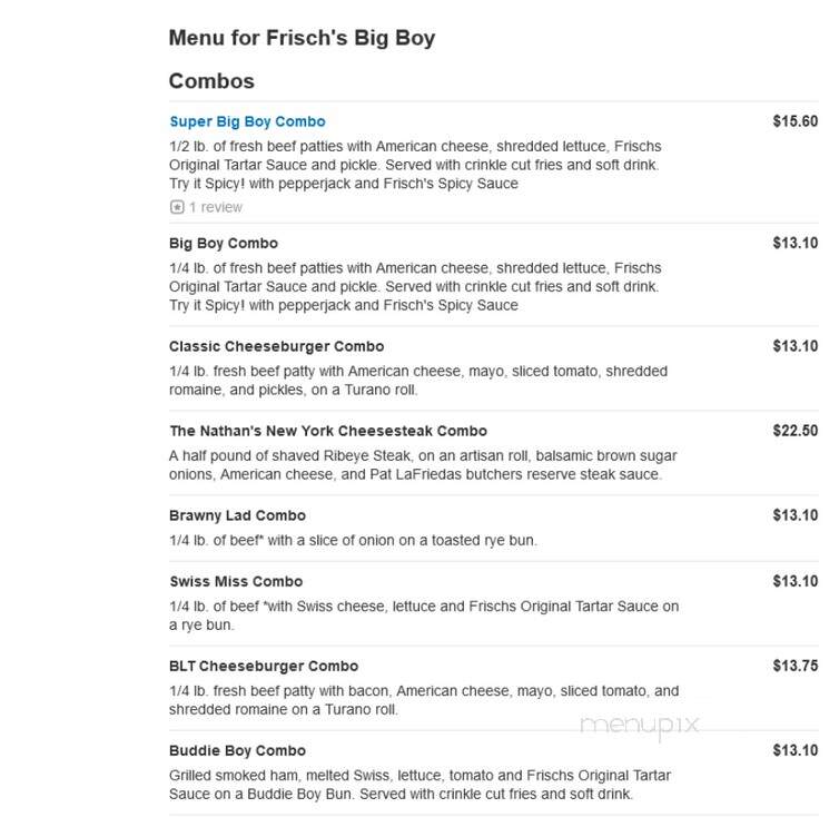 Frisch's Big Boy Restaurant - New Albany, IN menu_pic