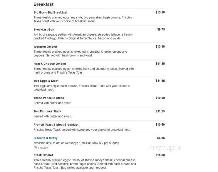 Frisch's Big Boy Restaurant - New Albany, IN menu_pic