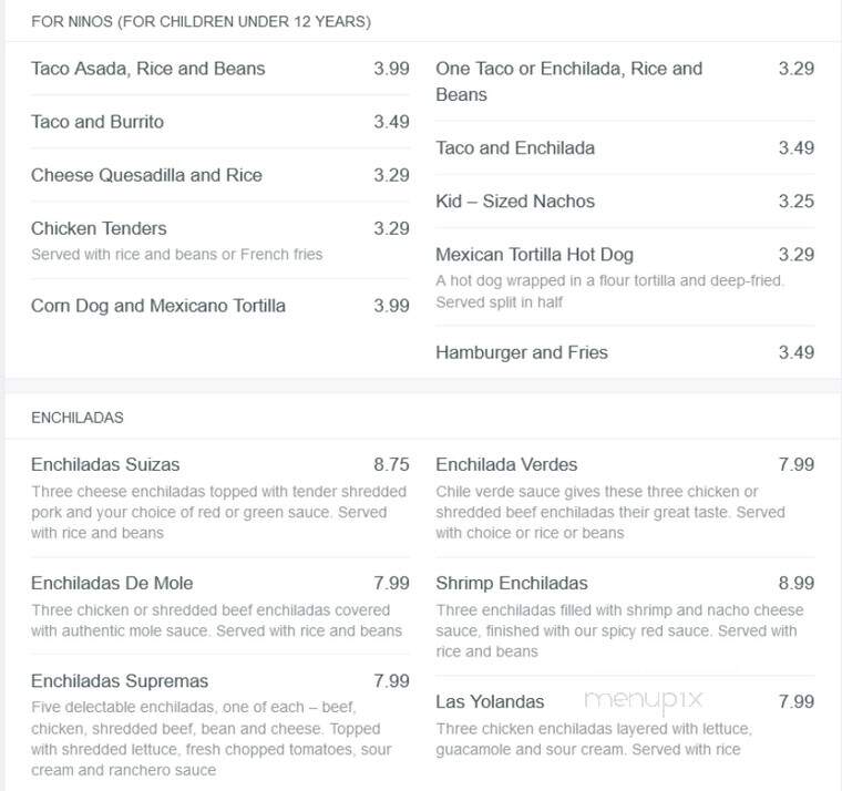 Los Rancheros - Avon, IN menu_pic