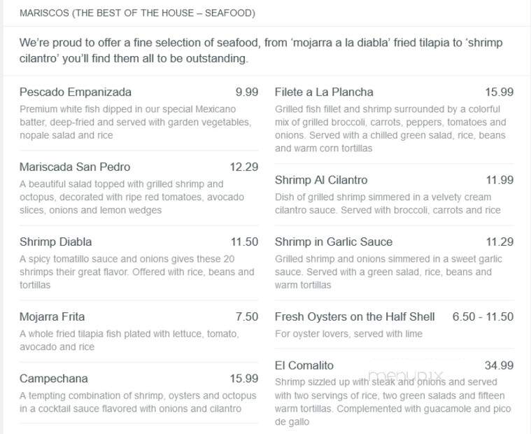 Los Rancheros - Avon, IN menu_pic