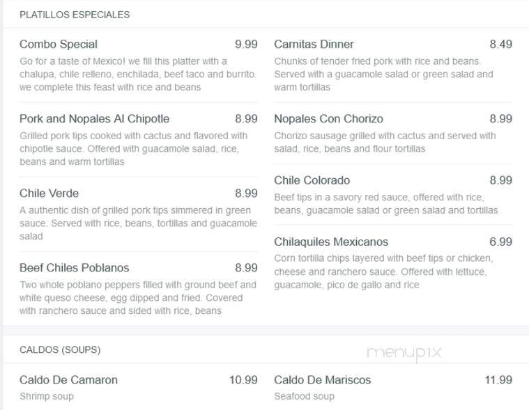 Los Rancheros - Avon, IN menu_pic