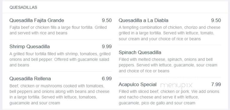 Los Rancheros - Avon, IN menu_pic