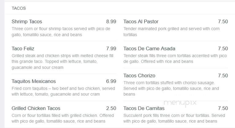 Los Rancheros - Avon, IN menu_pic