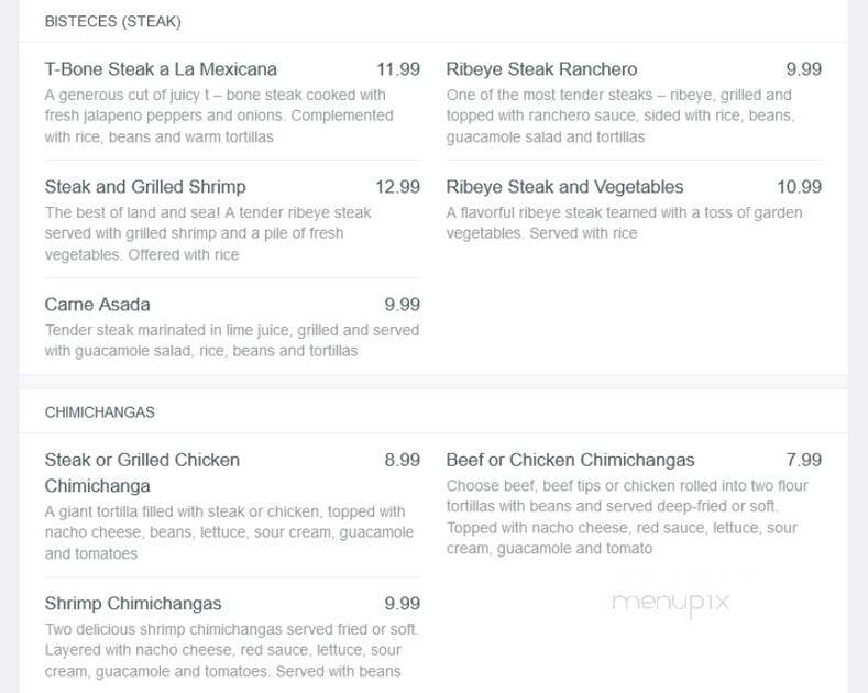 Los Rancheros - Avon, IN menu_pic