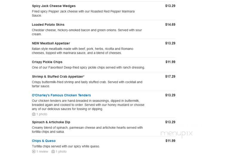 O'Charley's - Noblesville, IN menu_pic