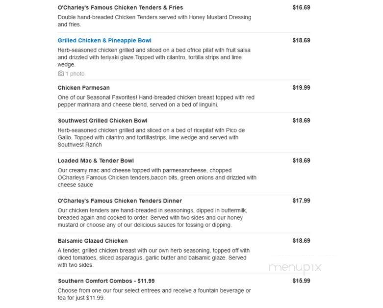 O'Charley's - Noblesville, IN menu_pic