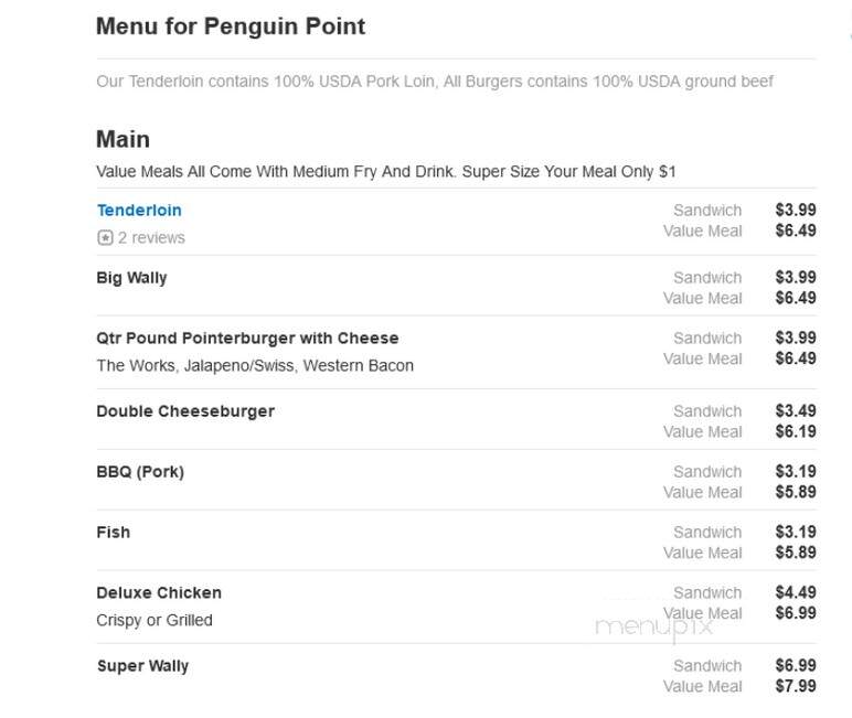Penguin Point - Plymouth, IN menu_pic