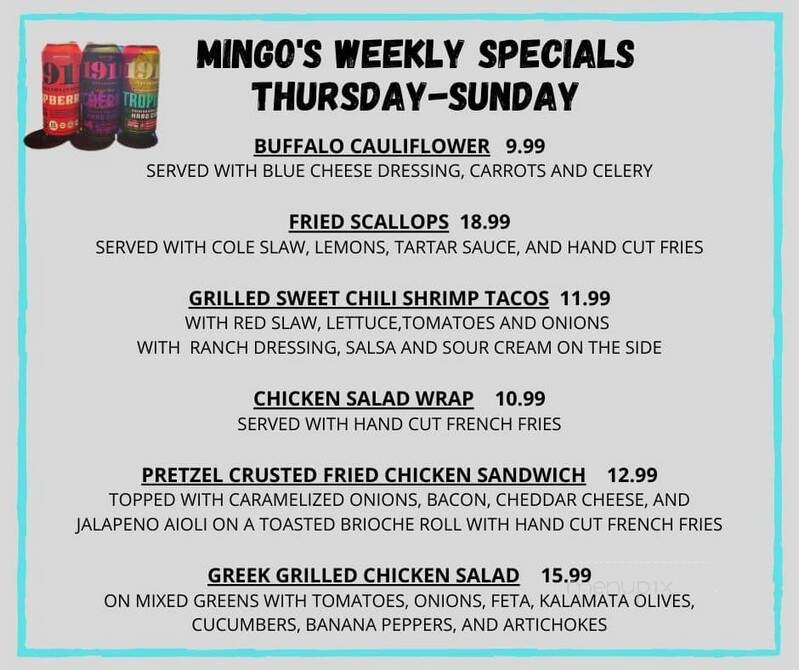 Mingo's Sports Bar And Gril - North Adams, MA menu_pic
