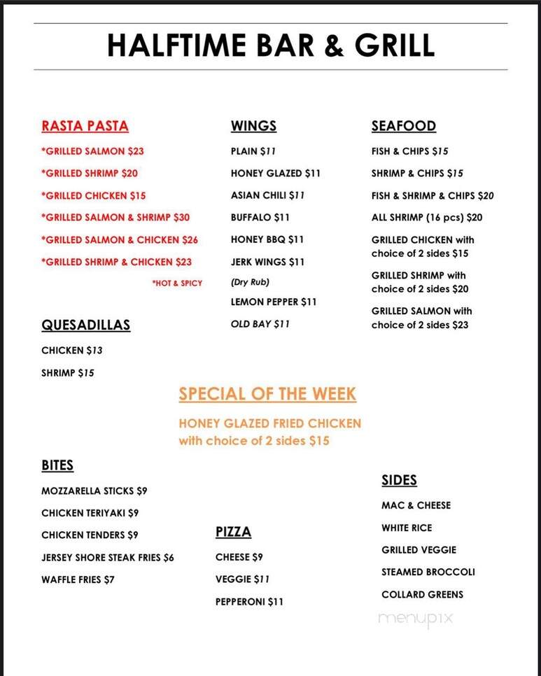 Halftime Bar & Grill - Jersey City, NJ menu_pic