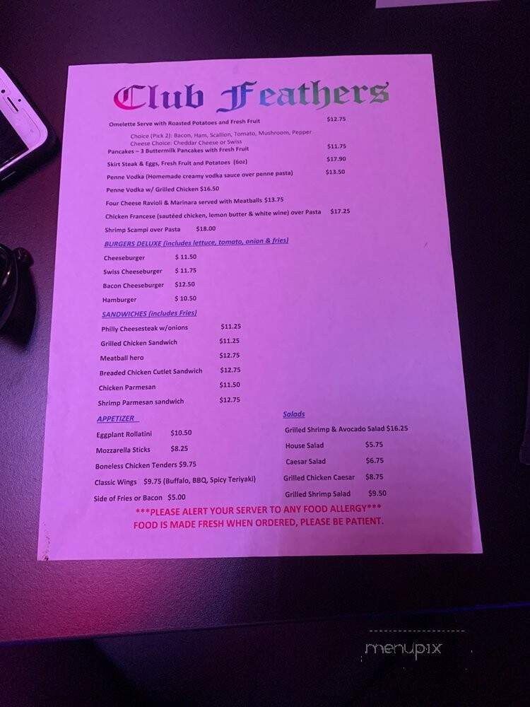 Club Feathers - River Edge, NJ menu_pic