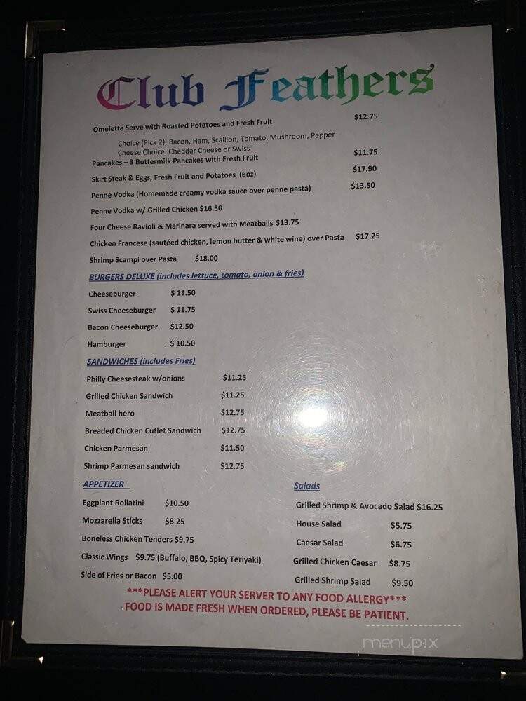 Club Feathers - River Edge, NJ menu_pic