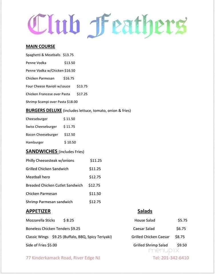 Club Feathers - River Edge, NJ menu_pic