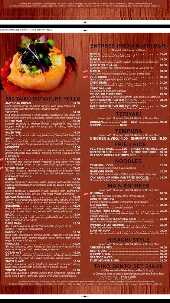 360 Taiko Sushi & Lounge - Patchogue, NY menu_pic