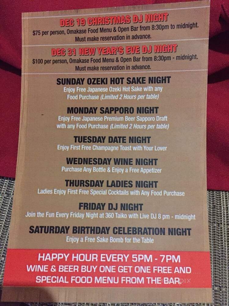 360 Taiko Sushi & Lounge - Patchogue, NY menu_pic