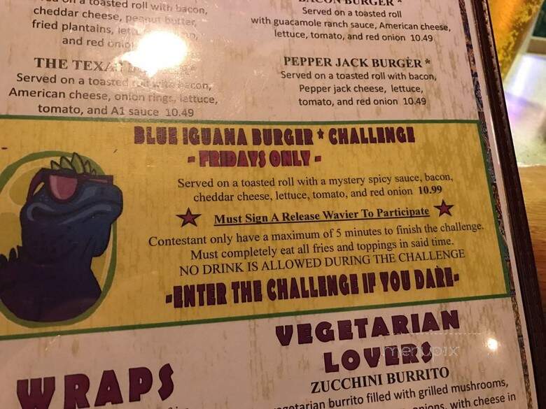The Blue Iguana Bar And Grill - Columbus, GA menu_pic