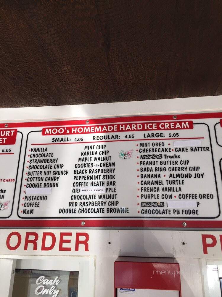 Moo's Place Homemade Ice Cream - Derry, NH menu_pic