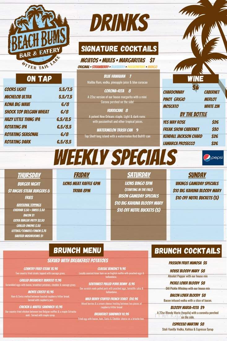 Beach Bums Bar & Eatery - Battle Lake, MN menu_pic