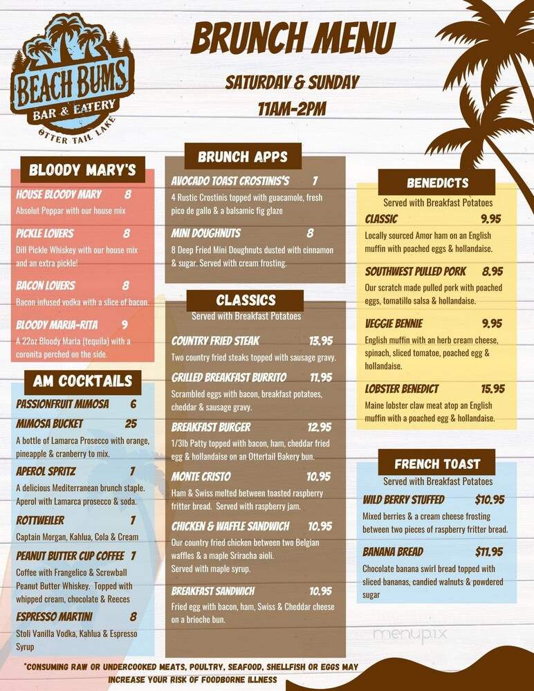 Beach Bums Bar & Eatery - Battle Lake, MN menu_pic