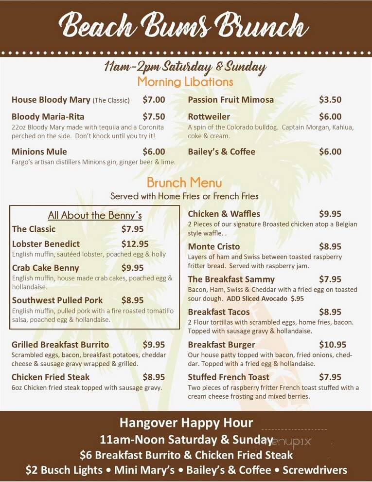 Beach Bums Bar & Eatery - Battle Lake, MN menu_pic
