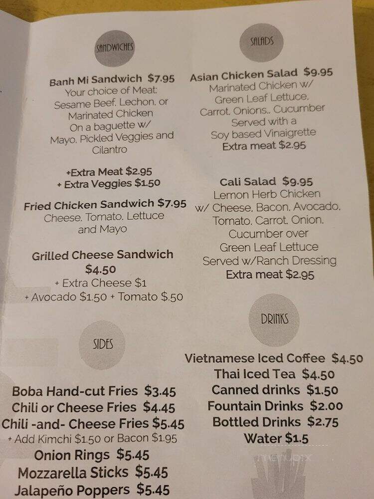 Boba Burger - Morton Grove, IL menu_pic