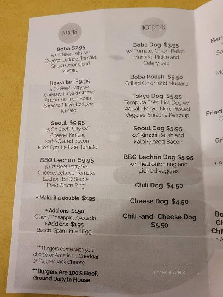 Boba Burger - Morton Grove, IL menu_pic