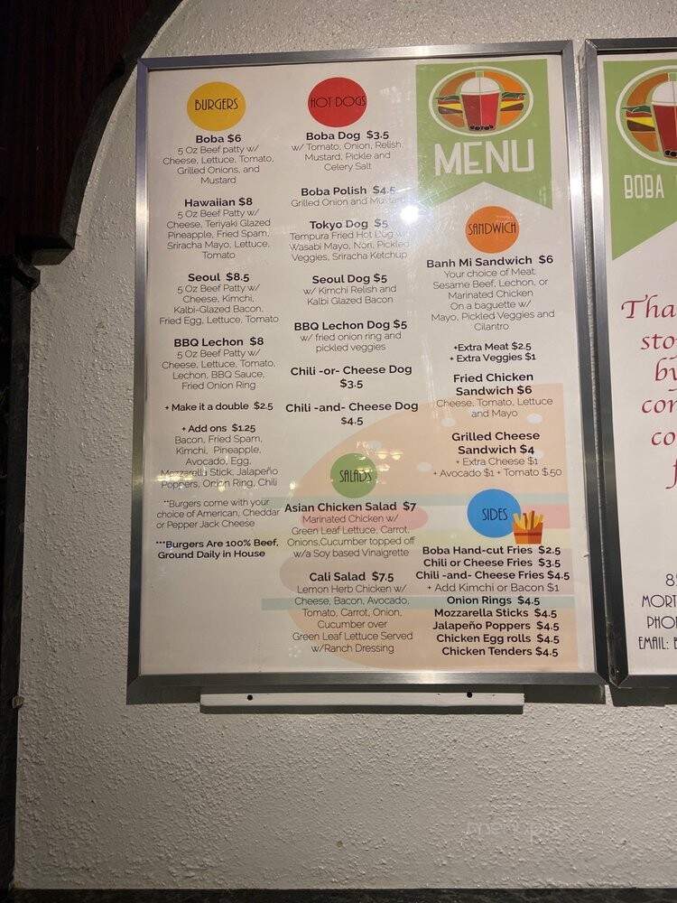 Boba Burger - Morton Grove, IL menu_pic