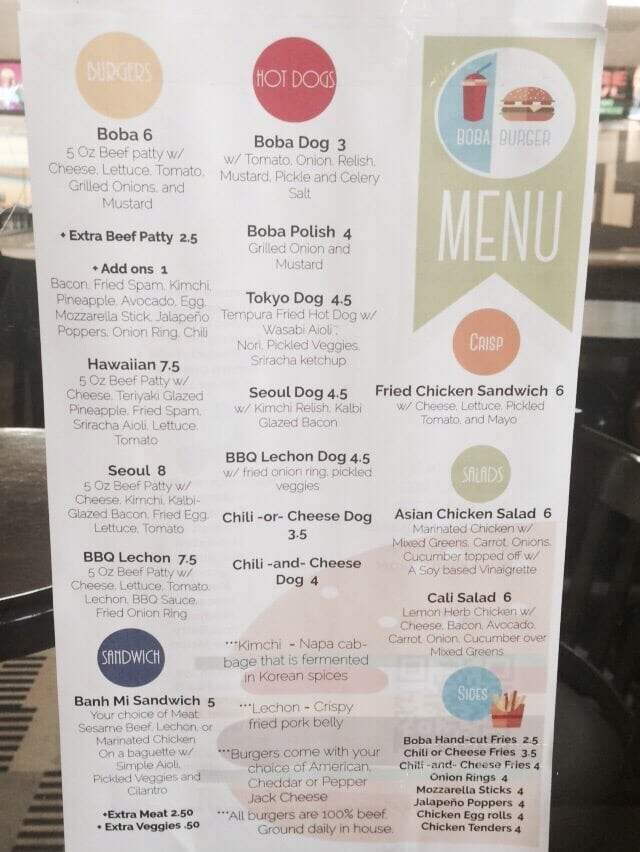 Boba Burger - Morton Grove, IL menu_pic