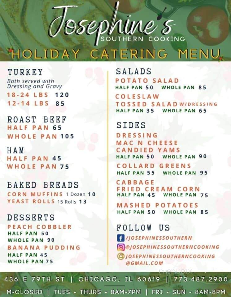 Josephine's Cooking - Chicago, IL menu_pic