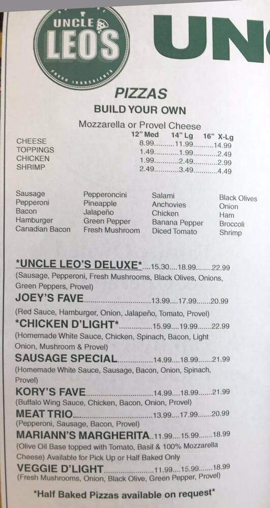 Uncle Leo's Pizza - Saint Louis, MO menu_pic