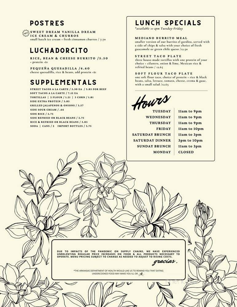 Yeyo's Mexican Grill - Bentonville, AR menu_pic