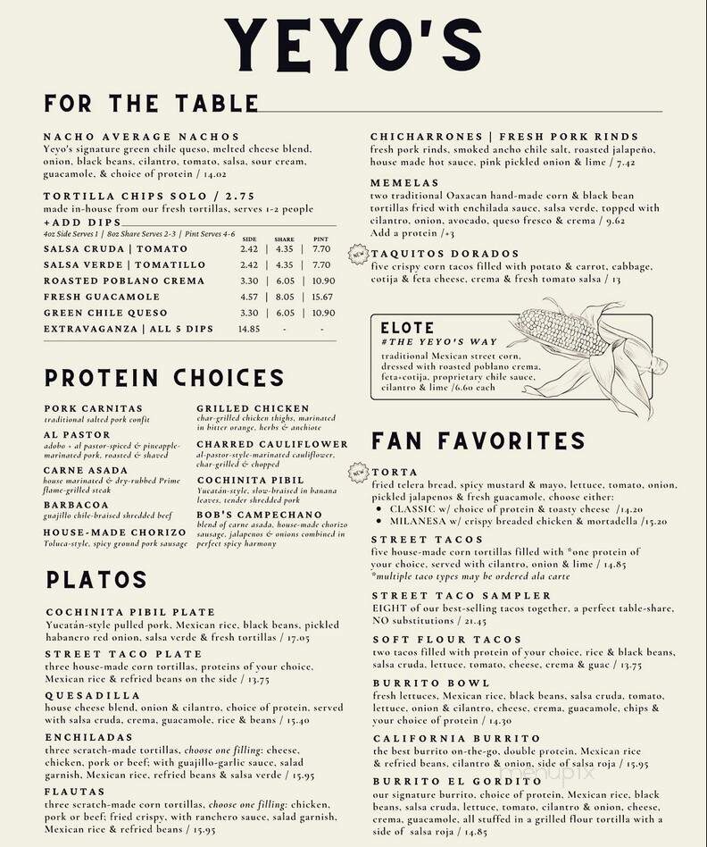 Yeyo's Mexican Grill - Bentonville, AR menu_pic