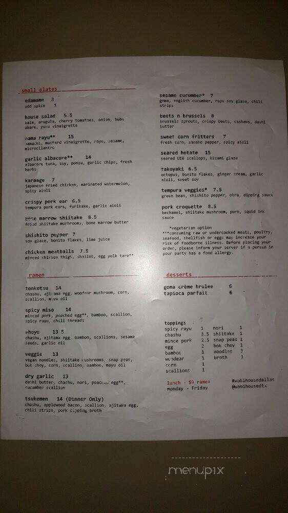 Wabi House - Dallas, TX menu_pic
