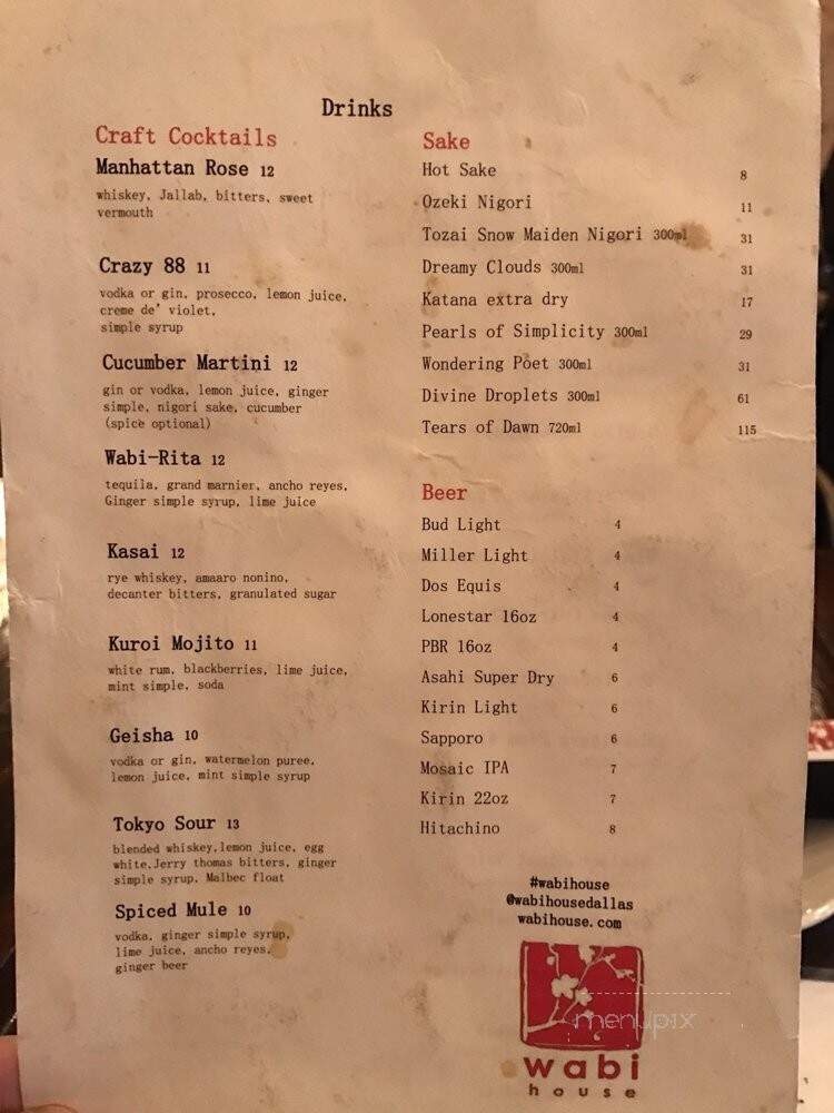 Wabi House - Dallas, TX menu_pic