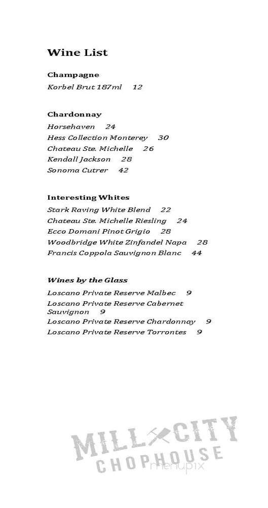 Mill City Chophouse and Bar - Black Hawk, CO menu_pic