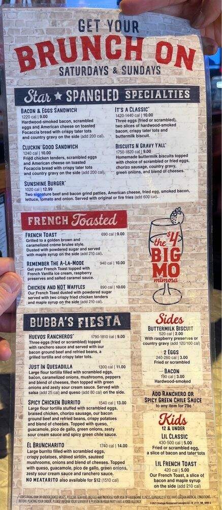 Bubba's 33 - Colorado Springs, CO menu_pic