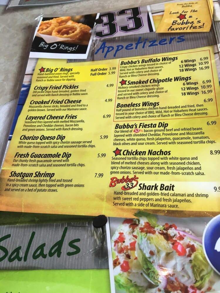 Bubba's 33 - Colorado Springs, CO menu_pic