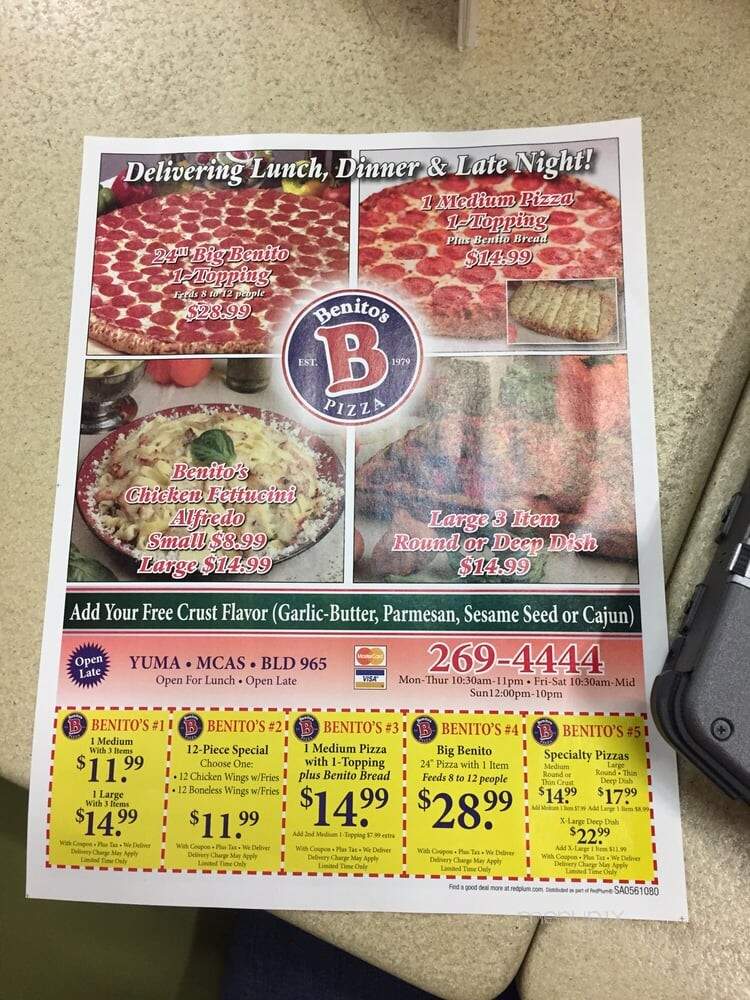 Benito's Pizza - Yuma, AZ menu_pic