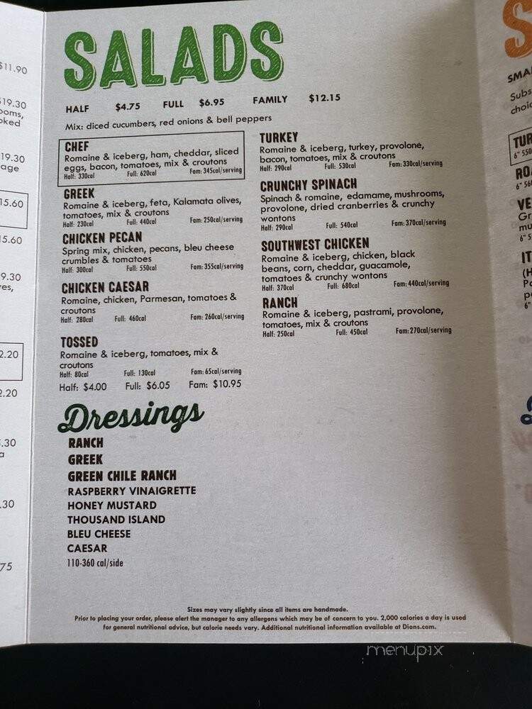 Dion's - Rio Rancho, NM menu_pic