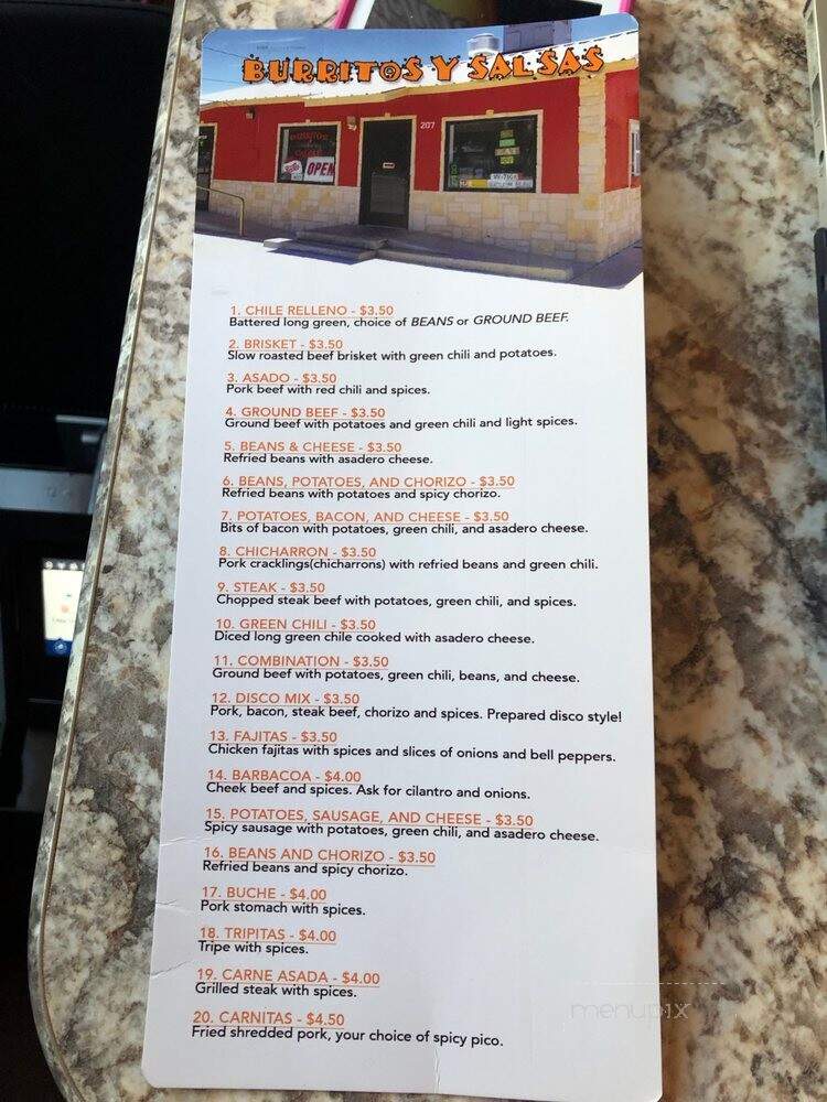 Burritos Y Salsas - Artesia, NM menu_pic