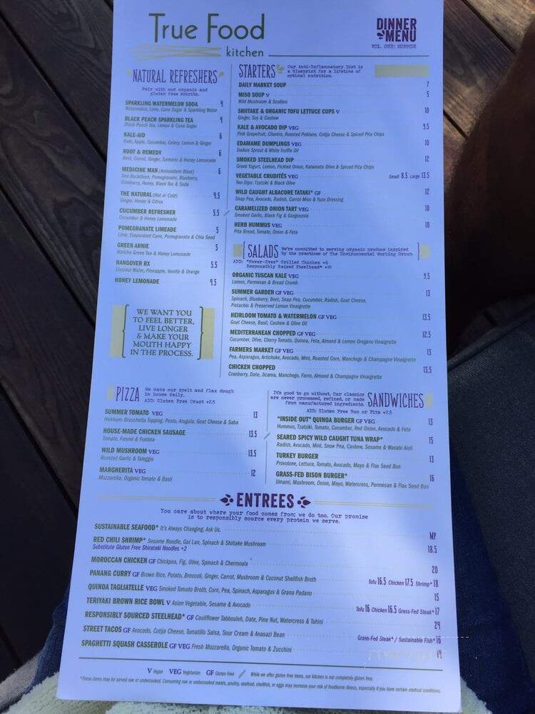 True Food Kitchen - El Segundo, CA menu_pic