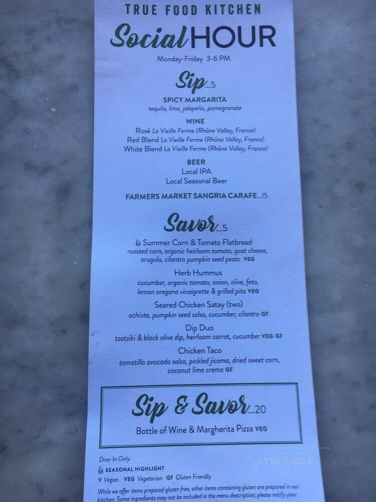 True Food Kitchen - El Segundo, CA menu_pic