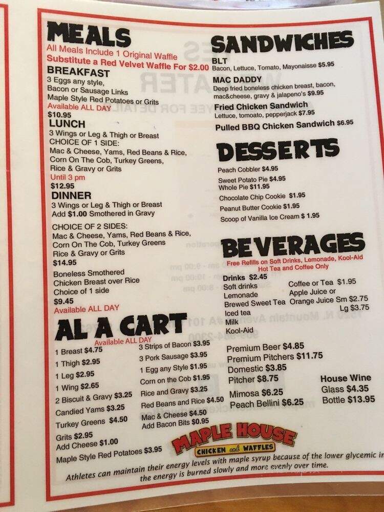 Maple House Chicken & Waffles - Ontario, CA menu_pic