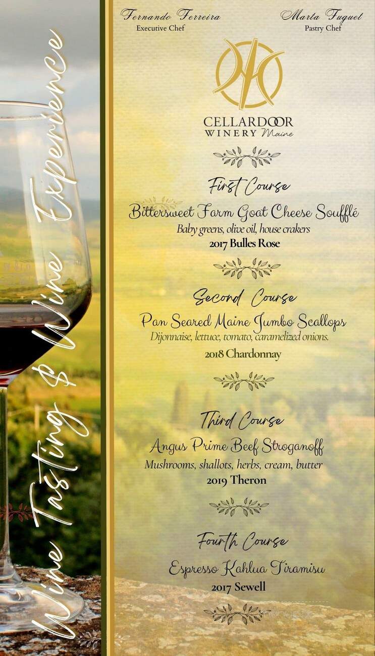 Cellardoor Winery - Lincolnville, ME menu_pic