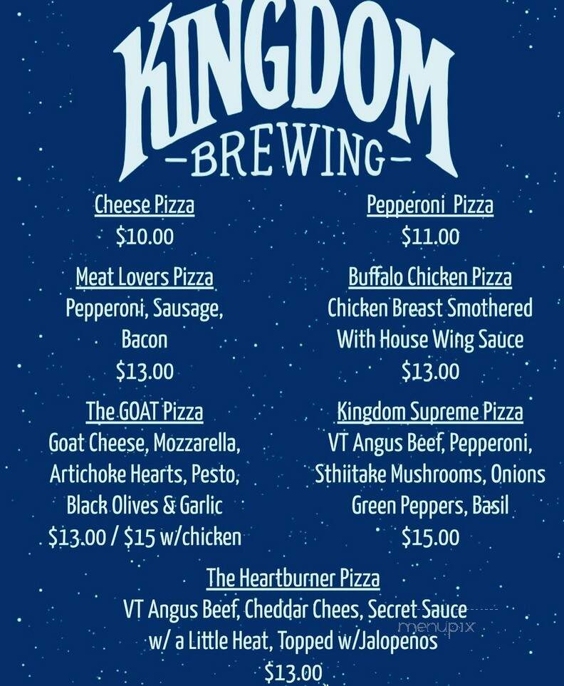 Kingdom Brewing - Newport Center, VT menu_pic