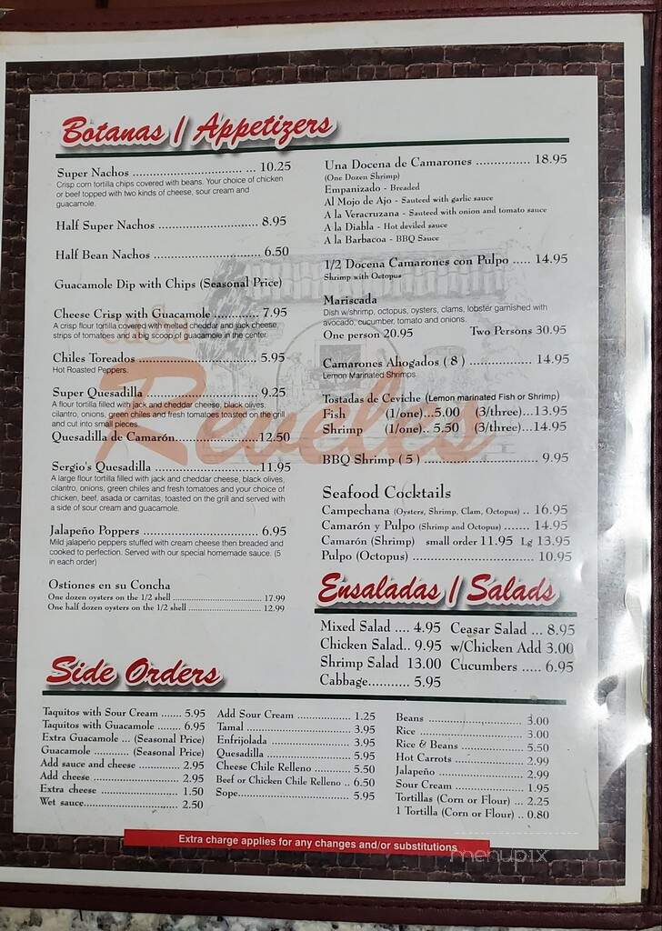 Casa Reveles - Ramona, CA menu_pic