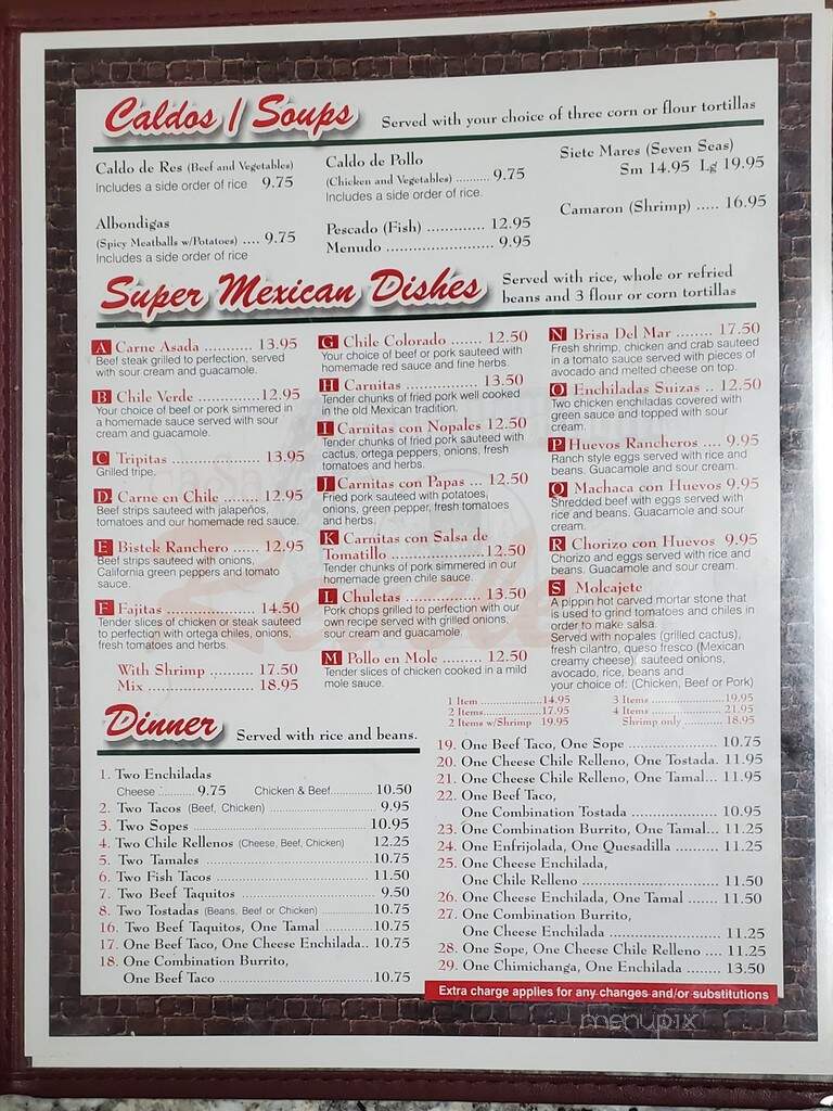 Casa Reveles - Ramona, CA menu_pic