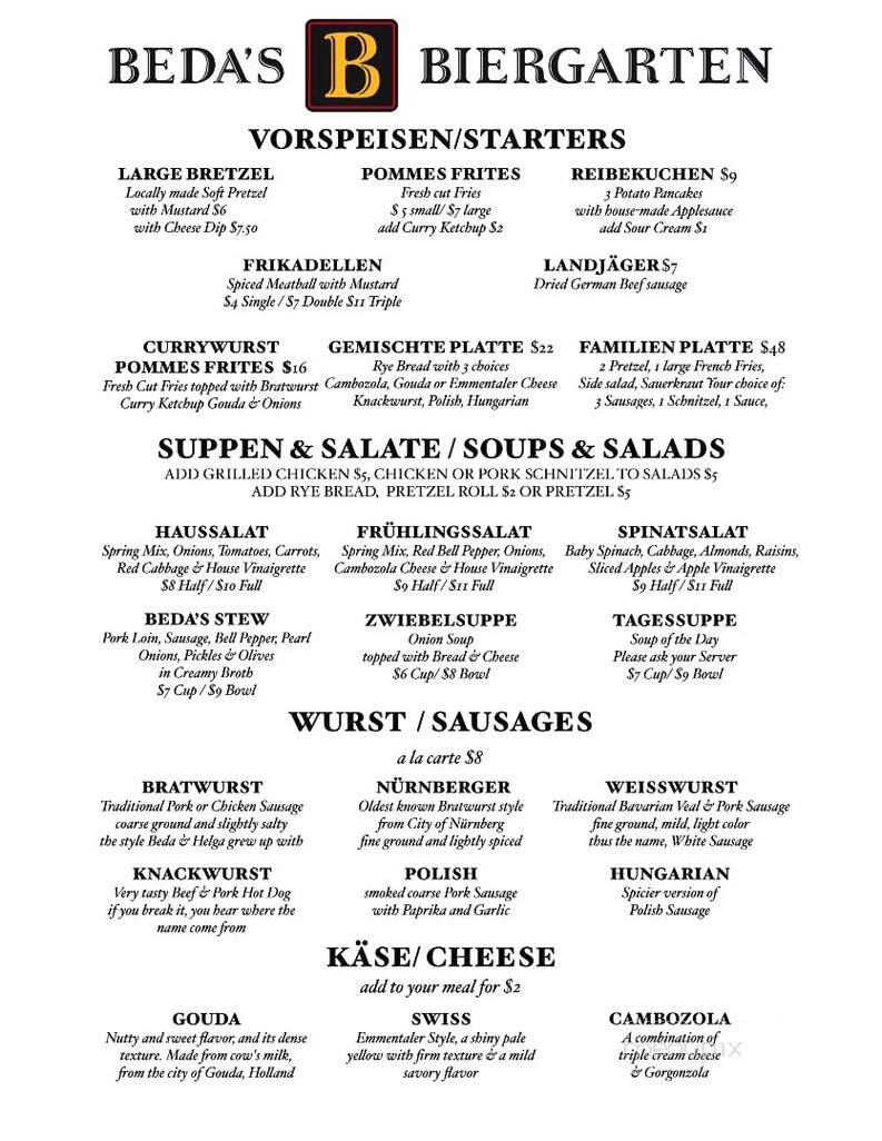 Beda's Biergarten - San Luis Obispo, CA menu_pic