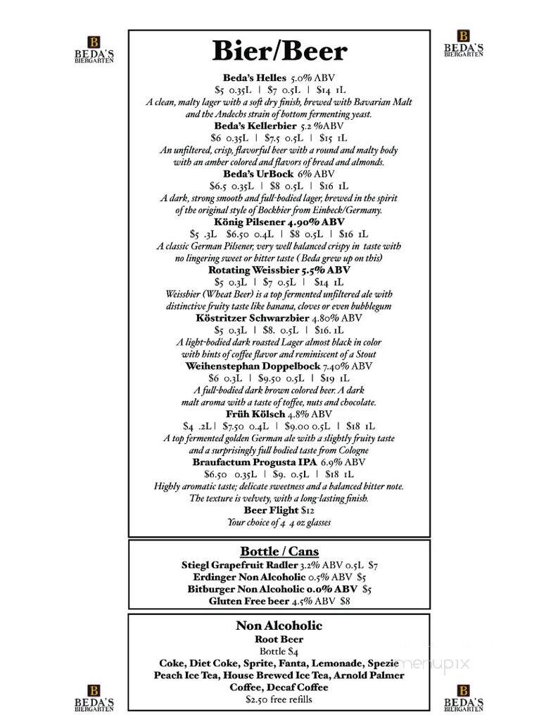 Beda's Biergarten - San Luis Obispo, CA menu_pic