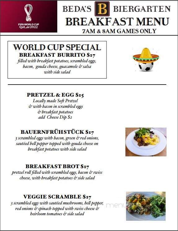 Beda's Biergarten - San Luis Obispo, CA menu_pic