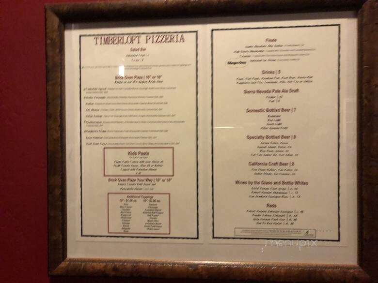 Timberloft Pizzeria - Fish Camp, CA menu_pic